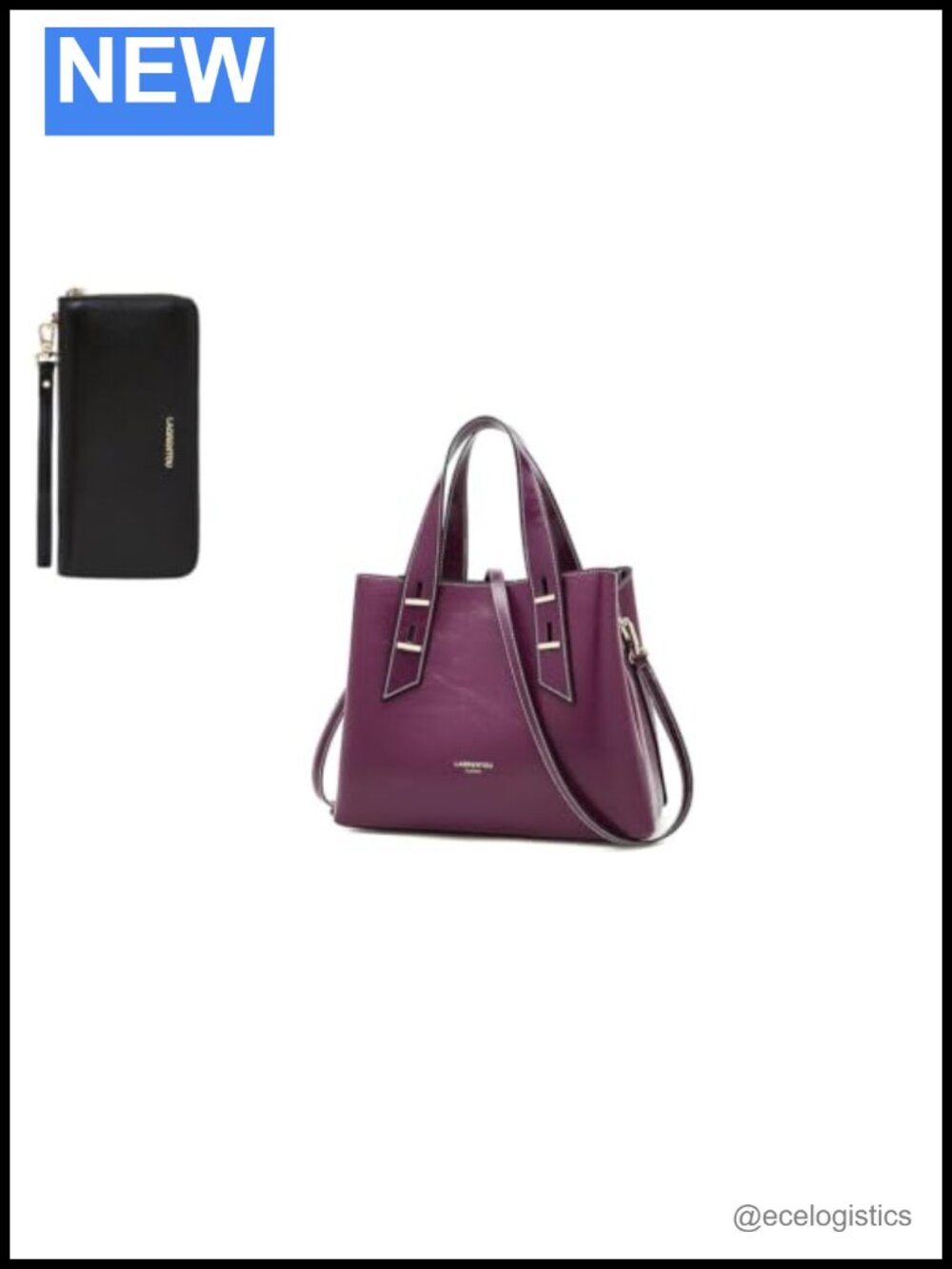 Genuine Leather Crossbody Handbag Satchel with Matching Wallet